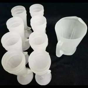 Frosted Tiara White Glass Pitcher and Tumbler Set